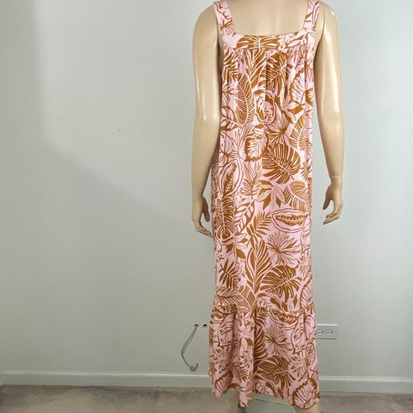 UGG Koolaburra Tropical Leaf Leaves Print Pink Brown Women's L Lounge Dress - Picture 5 of 6